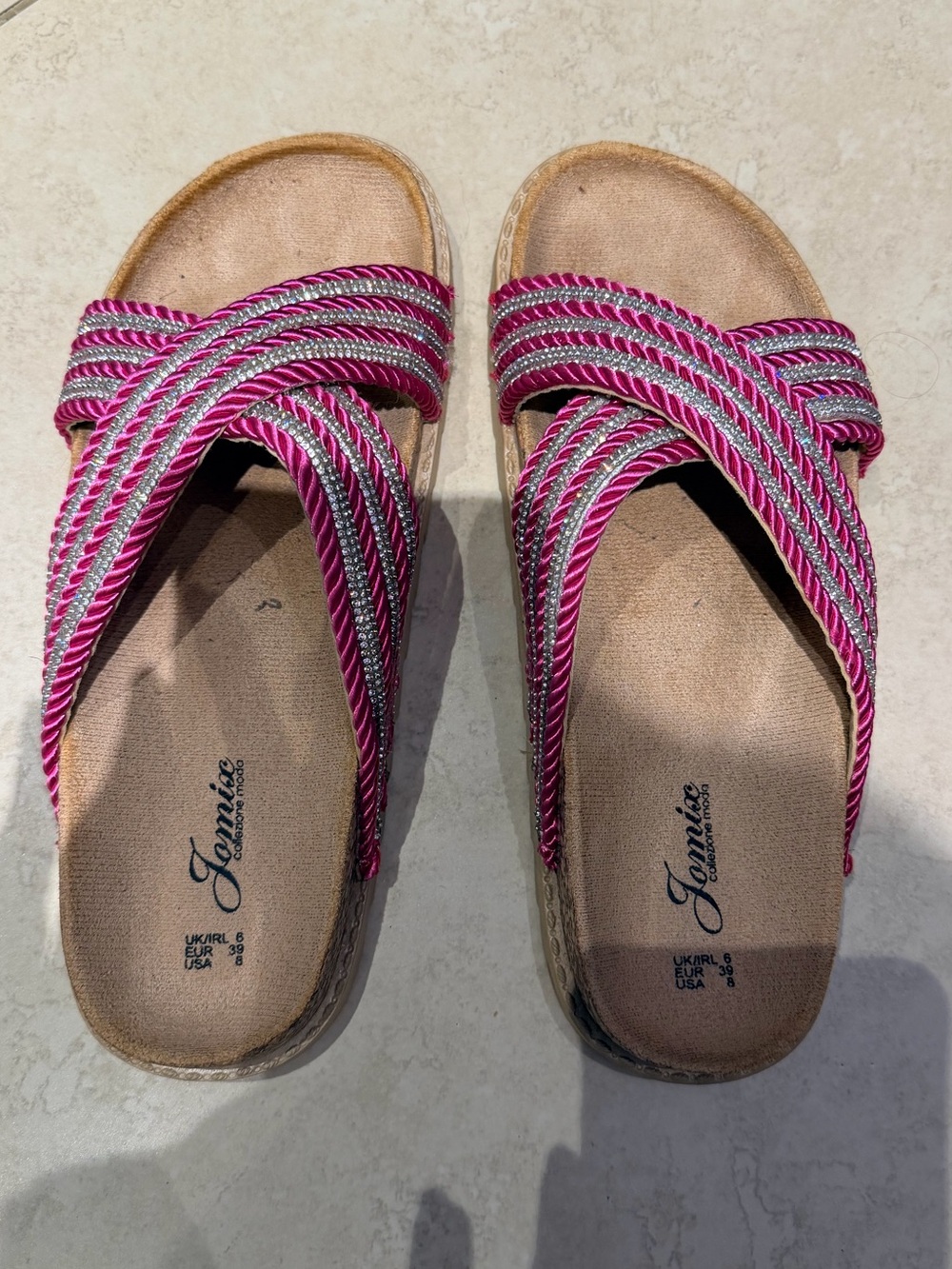 Pink Crisscross Slide Sandals - Women's
